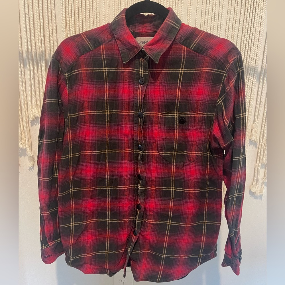 Vintage Cabin Creek Plaid Flannel Button-Down Long Sleeve Skirt Sz M